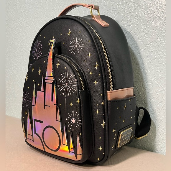 WDW 50TH ANNIVERSARY Collection Matte Black & Rose Gold Castle Mini Backpack - Picture 10 of 10